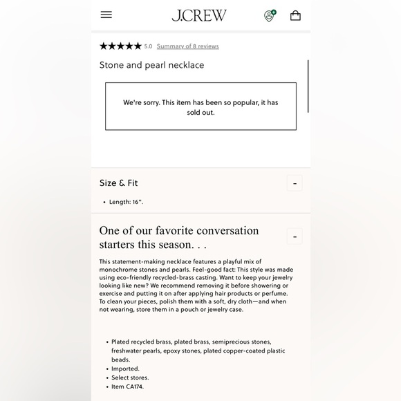 J. Crew Stone and pearl necklace NWOT TOP RATED - Picture 4 of 7